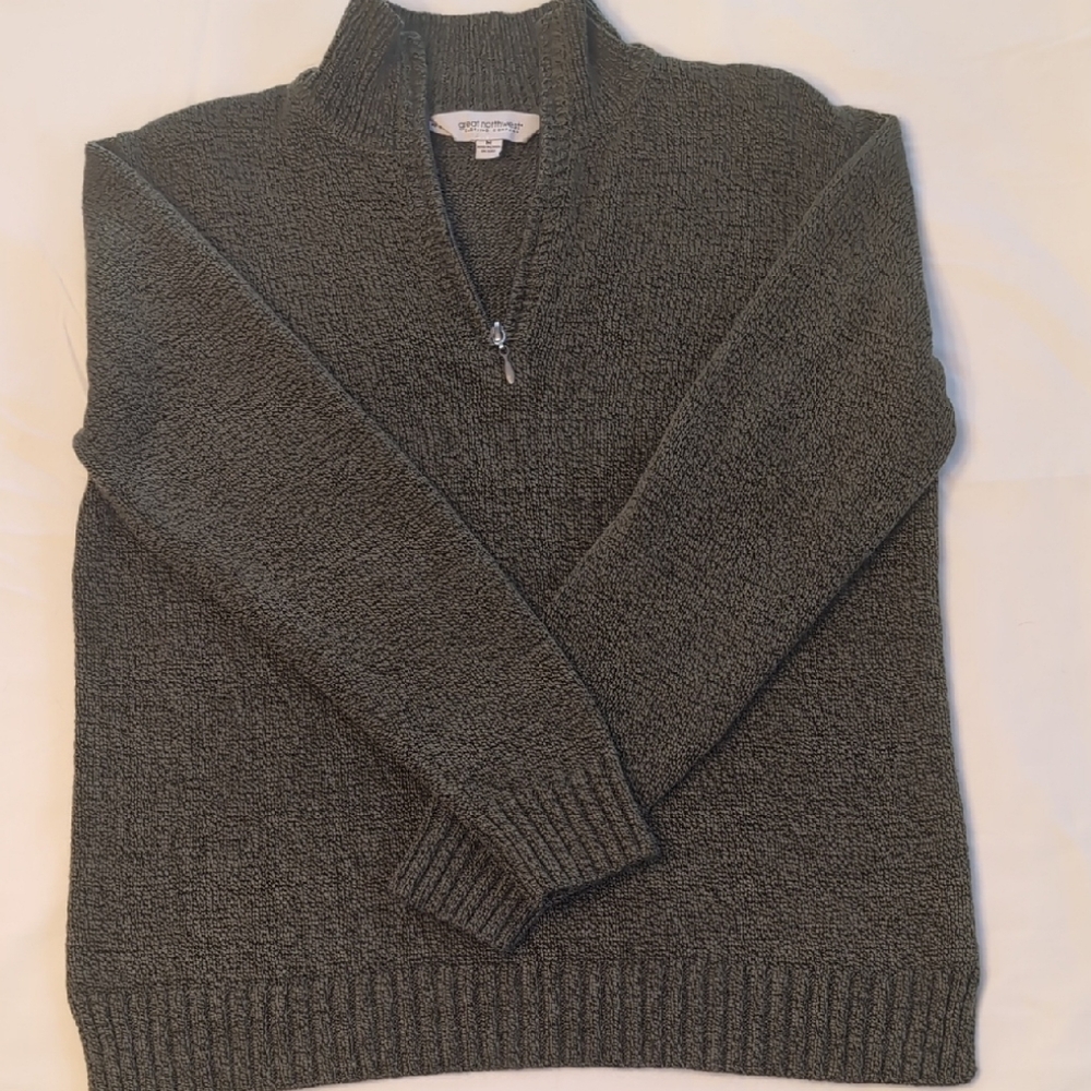 Great Northwest Clothing Company Dark Green 1/4 Zip-Up Knitted Sweater
